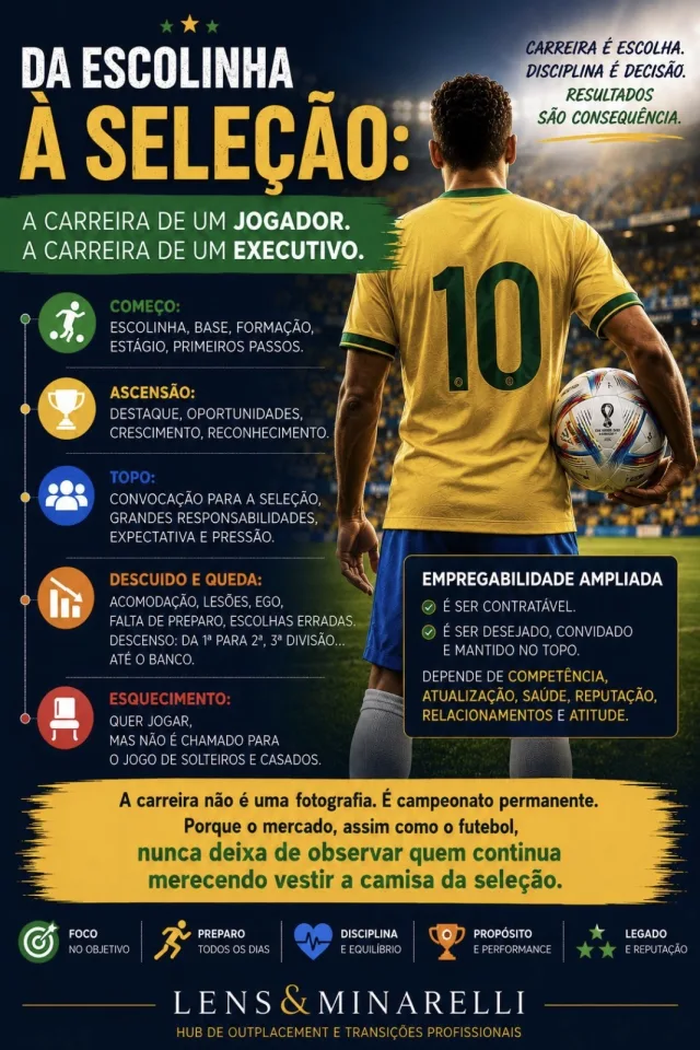 Capa do artigo: a Copa do Mundo de 2026, com metáfora entre futebol, carreira executiva, convocação do mercado e empregabilidade ampliada.